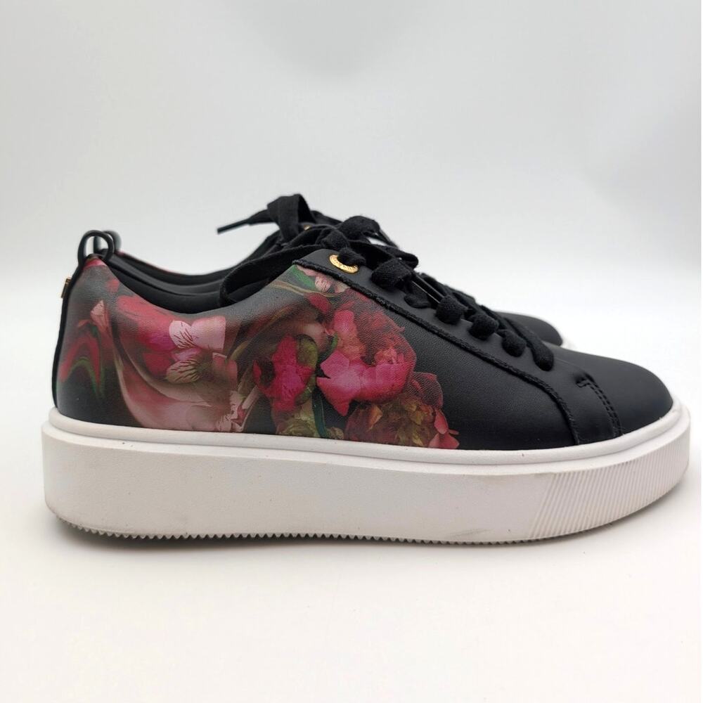 Ted Baker Avery Floral Platform Sneaker Shoes Women's Black Size US6.5 EU37 - Picture 3 of 10